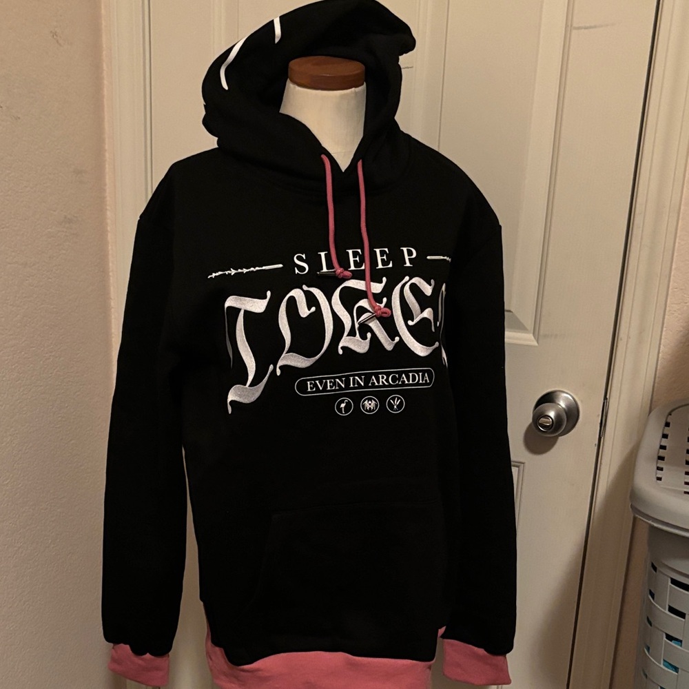 Black and Pink Graphic Hoodie by SLEEP TOKEN ARCADIAN BLOOM MERCH
